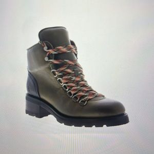 Frye Olive Green Lace-Up Hiking Boot with Multicolor Laces